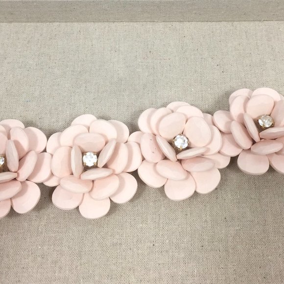 J Crew Pale Pink Rose Flower  Statement Bracelet - Picture 3 of 12